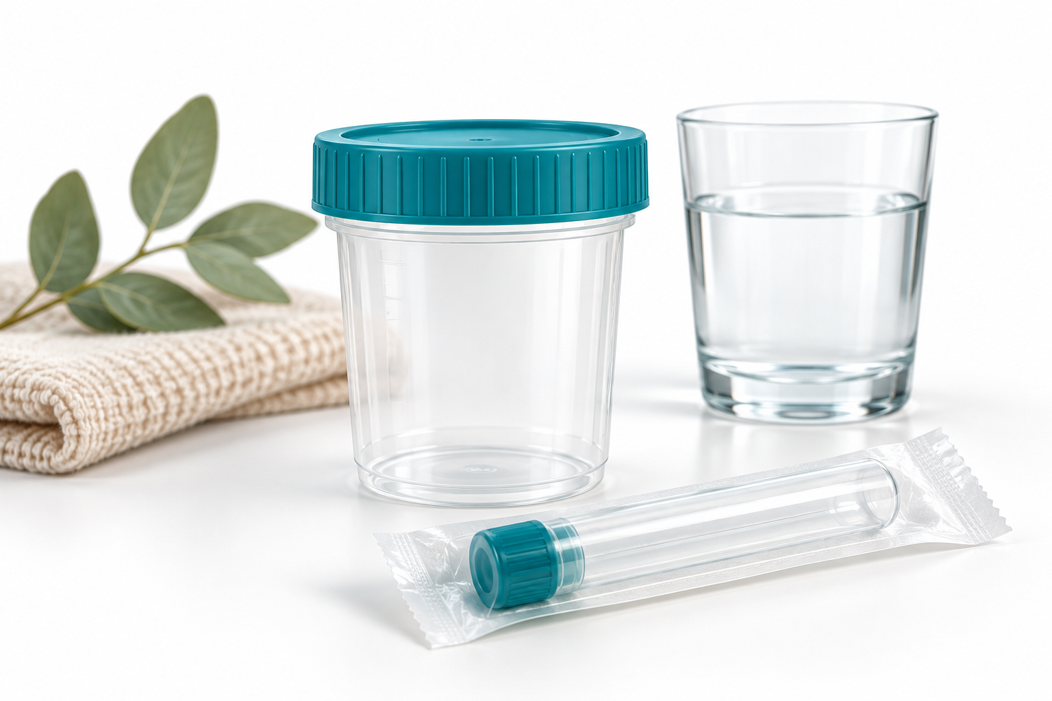 Editorial illustration of specimen tubes and a swab for molecular testing