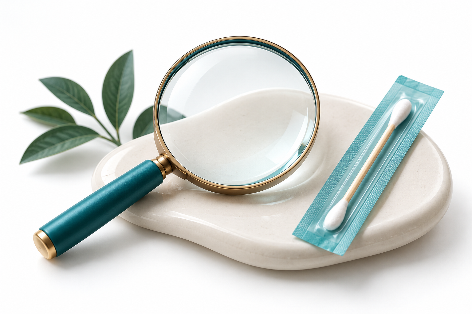 Editorial illustration of a packaged swab and collection container