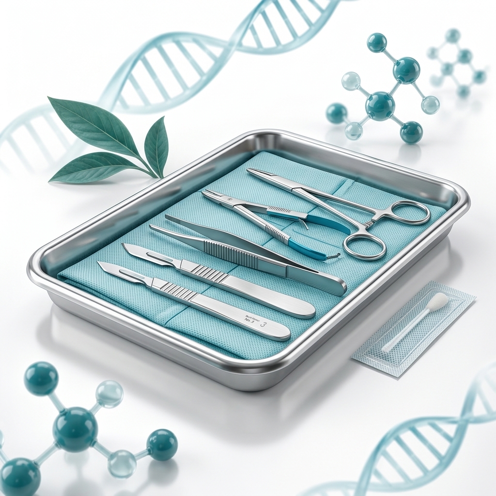 Editorial illustration of a packaged swab and collection container