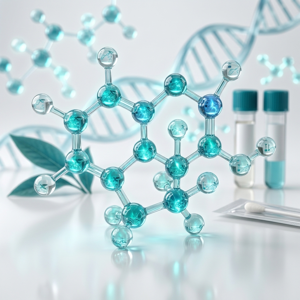 Editorial illustration of specimen tubes and a swab for molecular testing