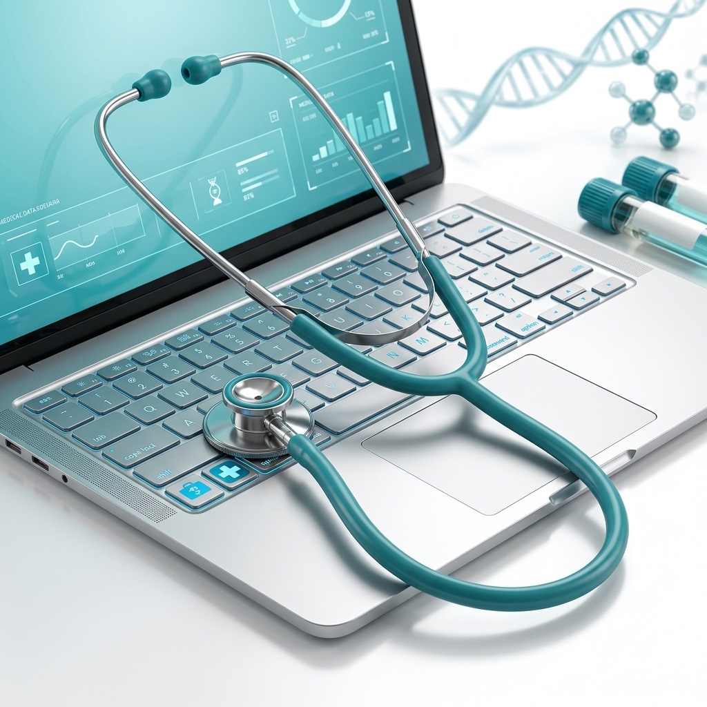 Editorial illustration of specimen tubes and a swab for molecular testing