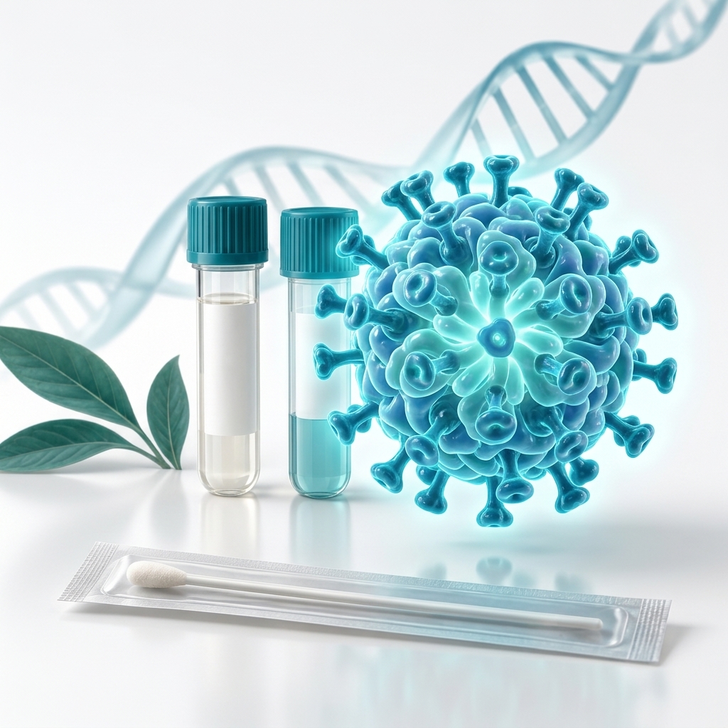Editorial illustration of a blood collection tube and laboratory card