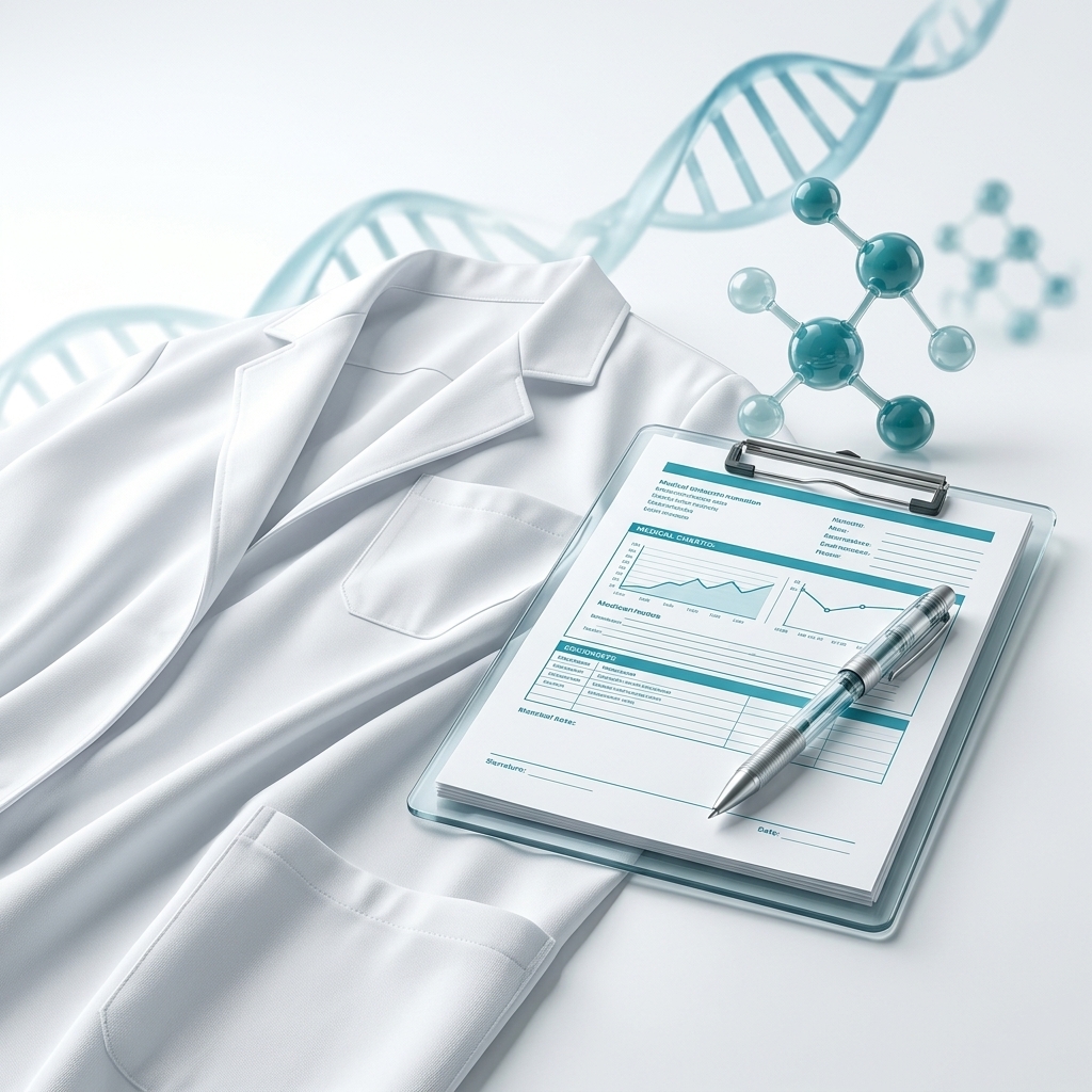 Editorial illustration of a blood collection tube and laboratory card